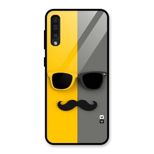 Sunglasses and Moustache Glass Back Case for Galaxy A50s