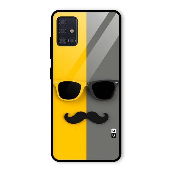 Sunglasses and Moustache Glass Back Case for Galaxy A51