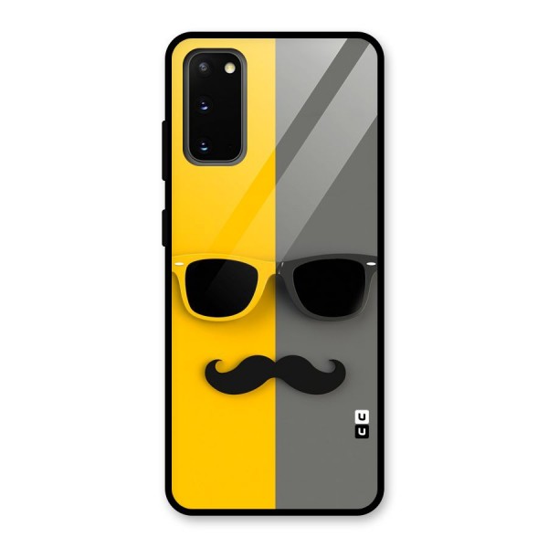 Sunglasses and Moustache Glass Back Case for Galaxy S20