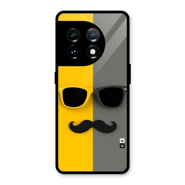 Sunglasses and Moustache Glass Back Case for OnePlus 11