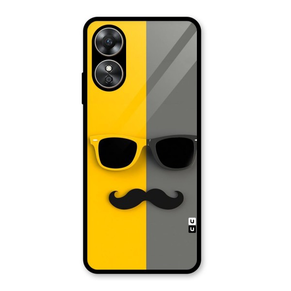 Sunglasses and Moustache Glass Back Case for Oppo A17