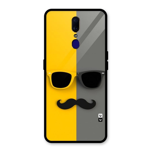 Sunglasses and Moustache Glass Back Case for Oppo F11