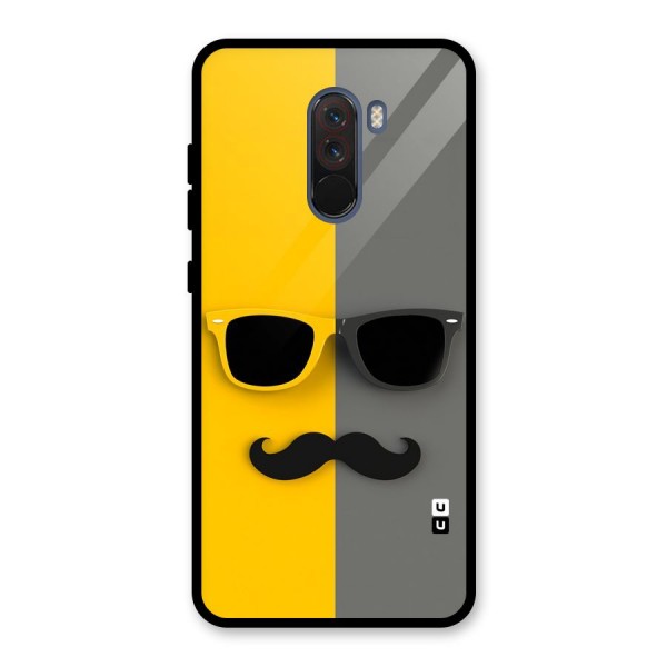 Sunglasses and Moustache Glass Back Case for Poco F1