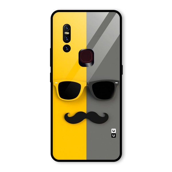 Sunglasses and Moustache Glass Back Case for Vivo V15