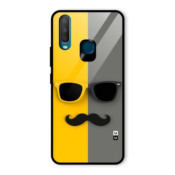 Sunglasses and Moustache Glass Back Case for Vivo Y12