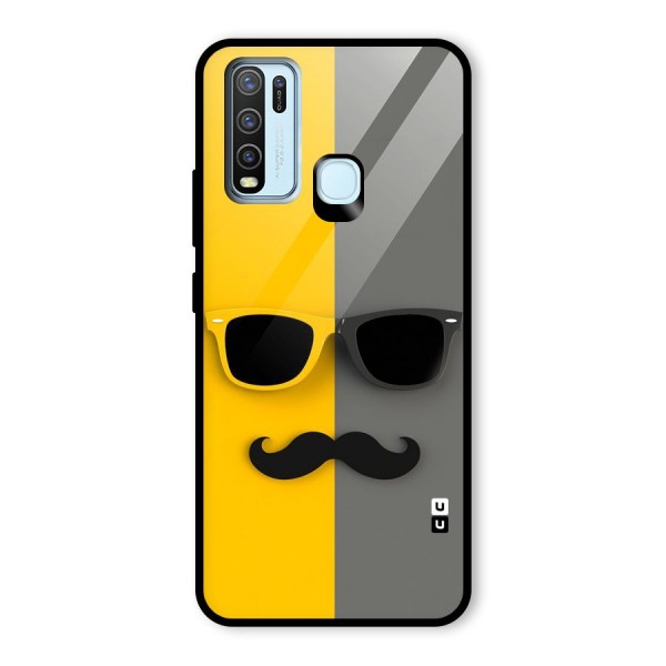 Sunglasses and Moustache Glass Back Case for Vivo Y30