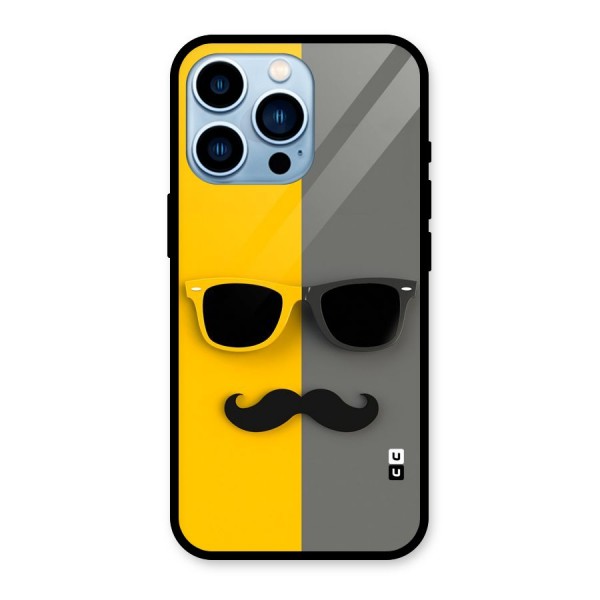 Sunglasses and Moustache Glass Back Case for iPhone 13 Pro