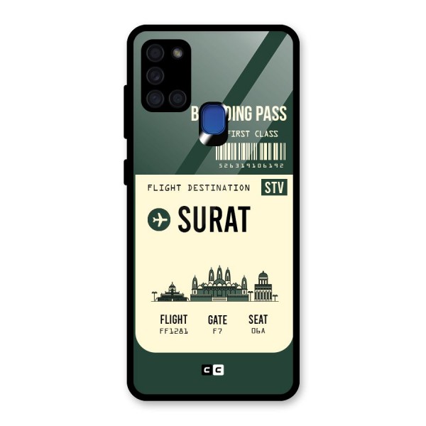 Surat Boarding Pass Glass Back Case for Galaxy A21s