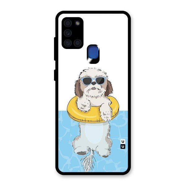 Swimming Doggo Glass Back Case for Galaxy A21s