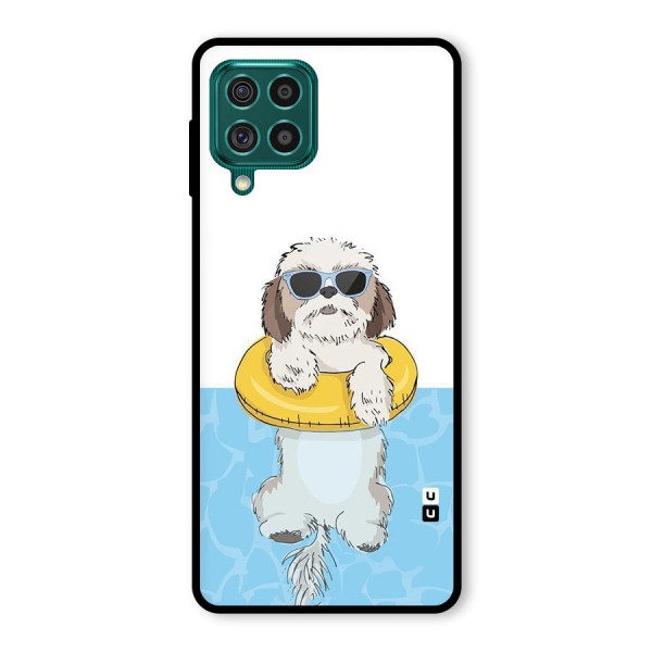 Swimming Doggo Glass Back Case for Galaxy F62