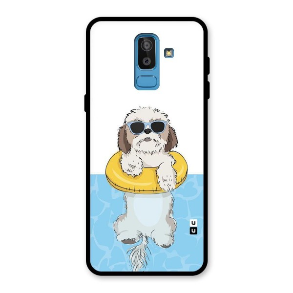 Swimming Doggo Glass Back Case for Galaxy J8