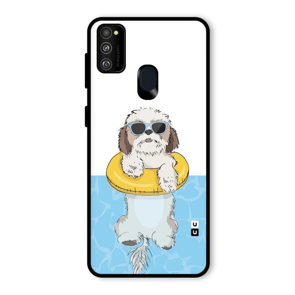 Swimming Doggo Glass Back Case for Galaxy M21