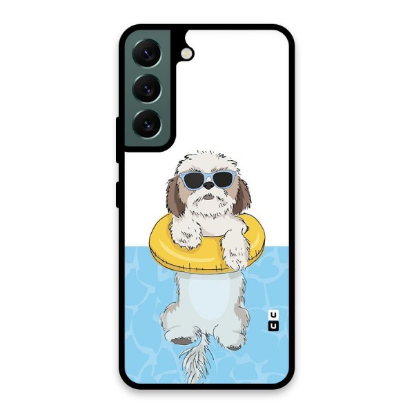 Swimming Doggo Glass Back Case for Galaxy S22 5G