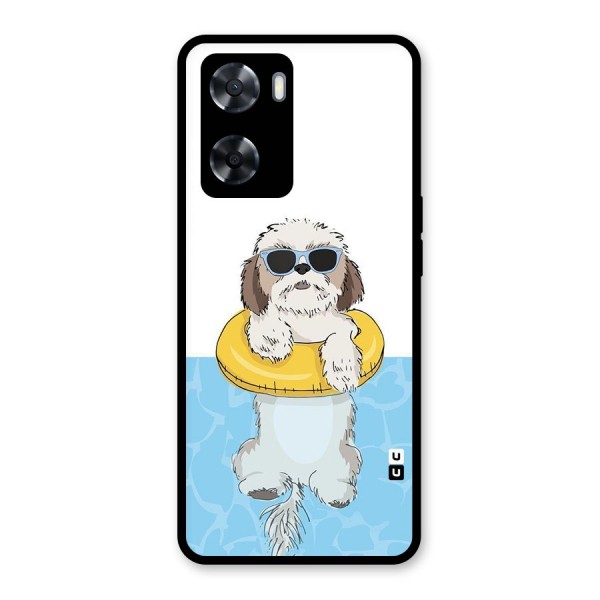 Swimming Doggo Glass Back Case for Oppo A57 2022