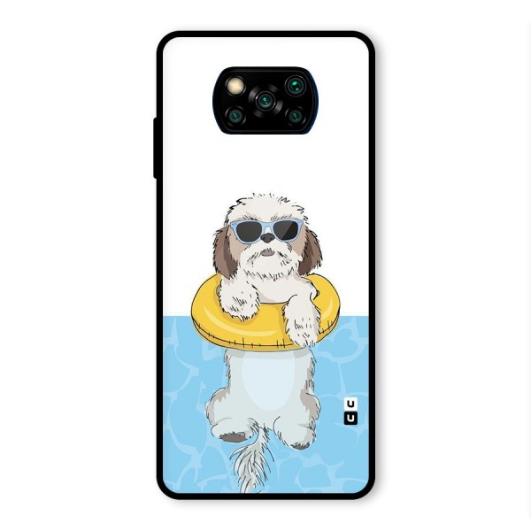 Swimming Doggo Glass Back Case for Poco X3 Pro