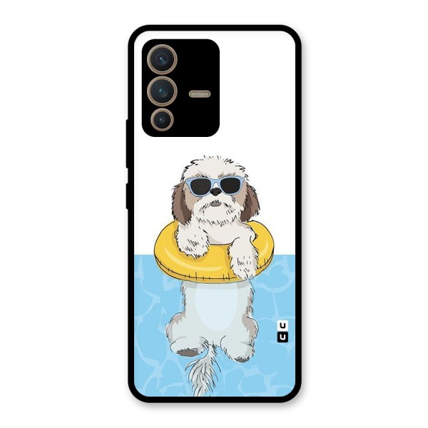 Swimming Doggo Glass Back Case for Vivo V23 5G