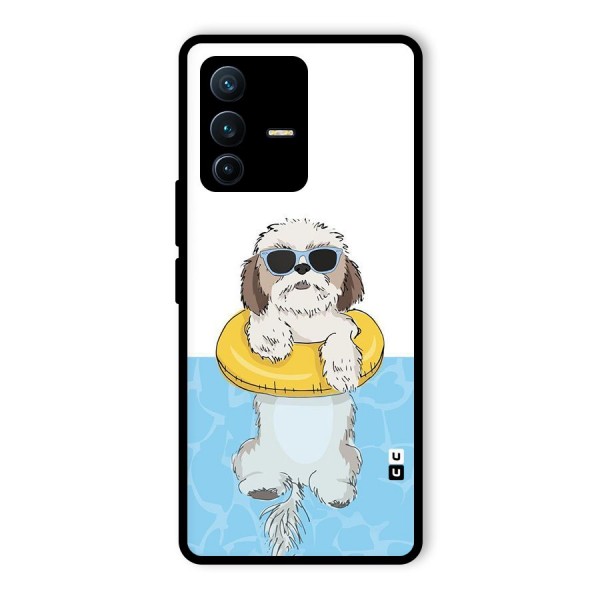 Swimming Doggo Glass Back Case for Vivo V23 Pro