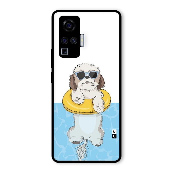 Swimming Doggo Glass Back Case for Vivo X50 Pro