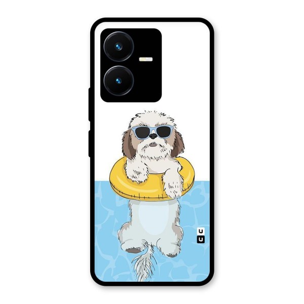 Swimming Doggo Glass Back Case for Vivo Y22