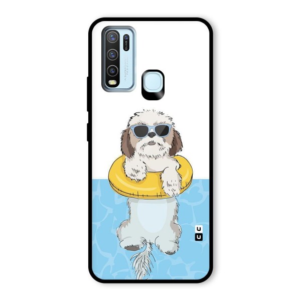 Swimming Doggo Glass Back Case for Vivo Y30