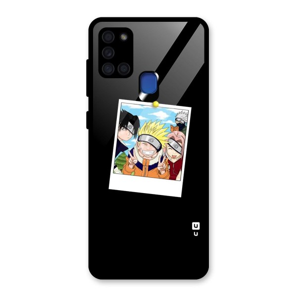 Team Kakashi Cute Glass Back Case for Galaxy A21s