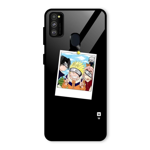 Team Kakashi Cute Glass Back Case for Galaxy M21