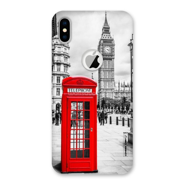 Telephone Booth Back Case for iPhone XS Logo Cut