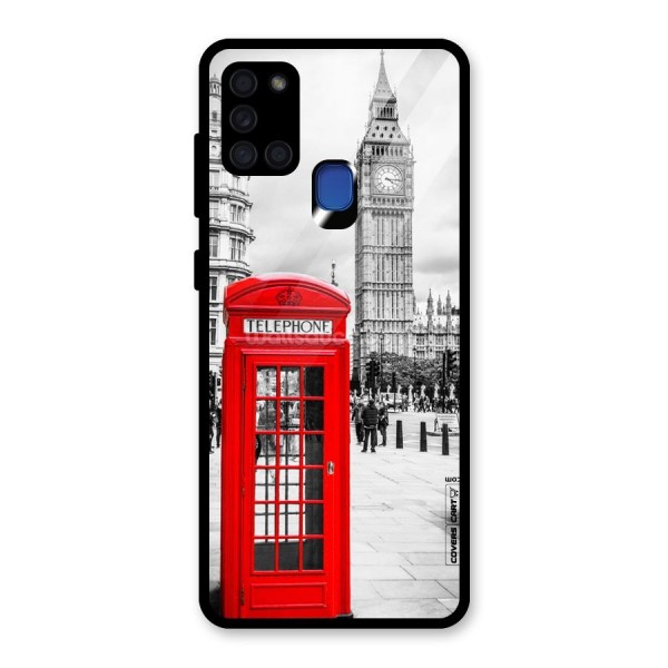 Telephone Booth Glass Back Case for Galaxy A21s