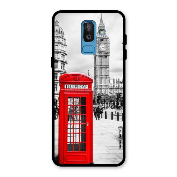 Telephone Booth Glass Back Case for Galaxy J8