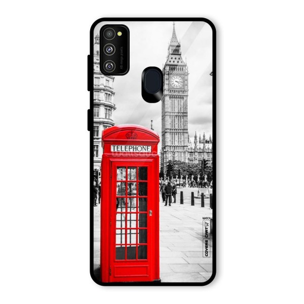 Telephone Booth Glass Back Case for Galaxy M21