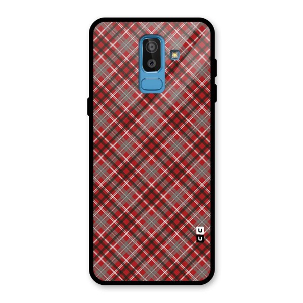 Textile Check Pattern Glass Back Case for Galaxy J8