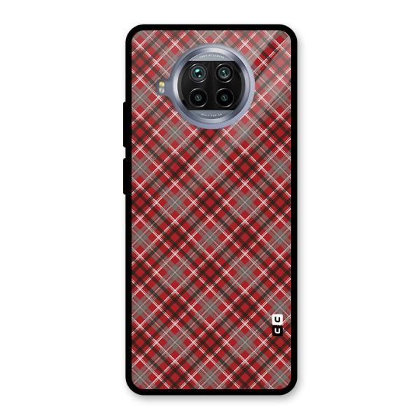 Textile Check Pattern Glass Back Case for Mi 10i