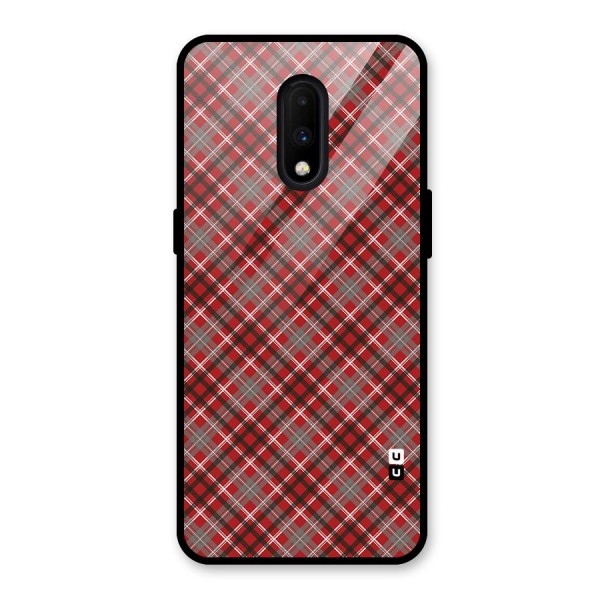 Textile Check Pattern Glass Back Case for OnePlus 7