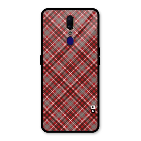 Textile Check Pattern Glass Back Case for Oppo F11