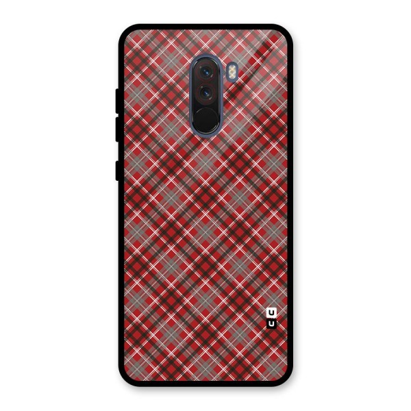 Textile Check Pattern Glass Back Case for Poco F1