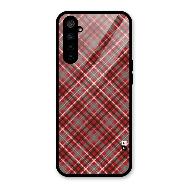 Textile Check Pattern Glass Back Case for Realme 6