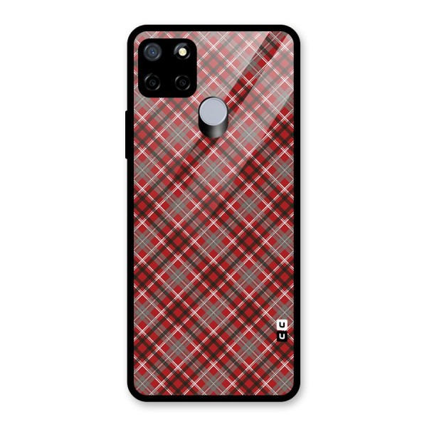 Textile Check Pattern Glass Back Case for Realme C12