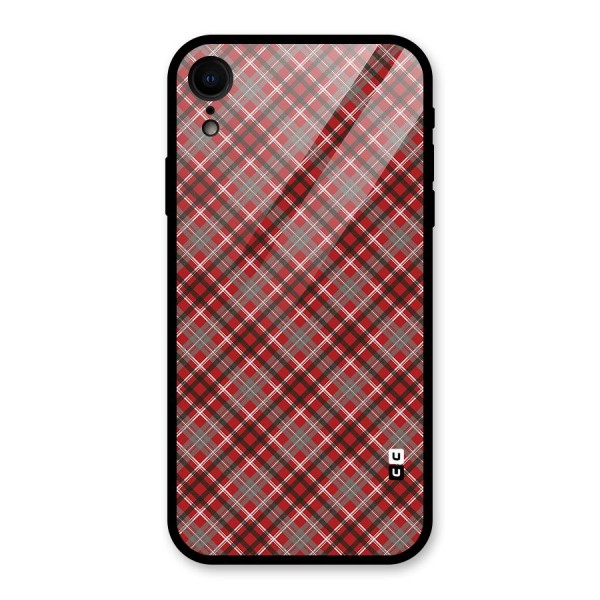 Textile Check Pattern Glass Back Case for XR