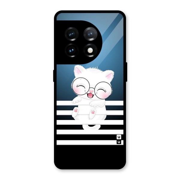 The Cat on Stripes Glass Back Case for OnePlus 11