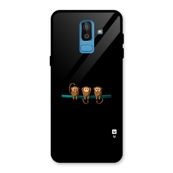 Three Cute Monkeys Glass Back Case for Galaxy J8