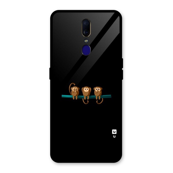 Three Cute Monkeys Glass Back Case for Oppo F11