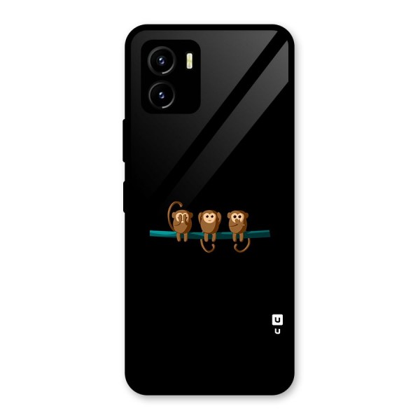 Three Cute Monkeys Glass Back Case for Vivo Y15s