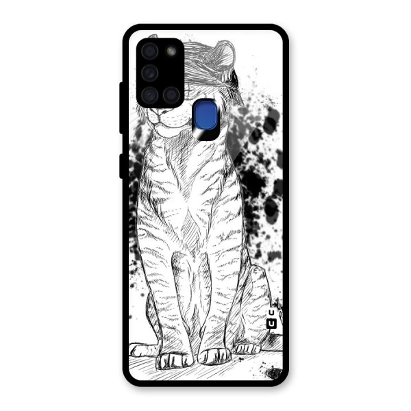 Tiger Wink Glass Back Case for Galaxy A21s