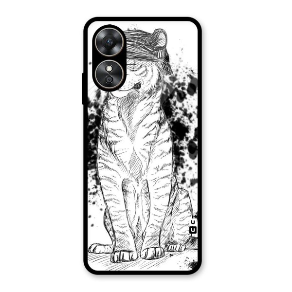 Tiger Wink Glass Back Case for Oppo A17