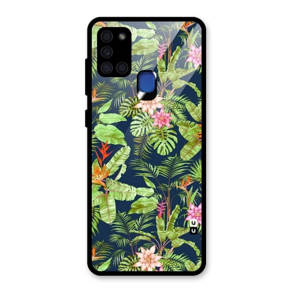 Tiny Flower Leaves Glass Back Case for Galaxy A21s