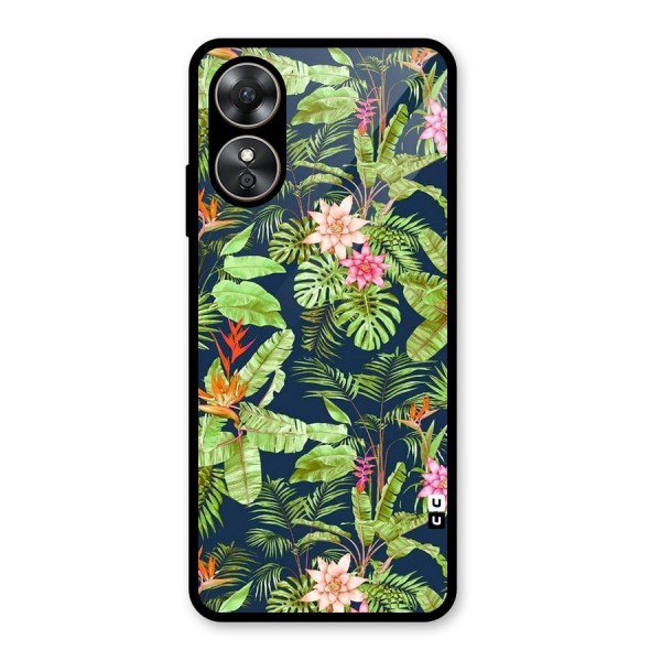 Tiny Flower Leaves Glass Back Case for Oppo A17