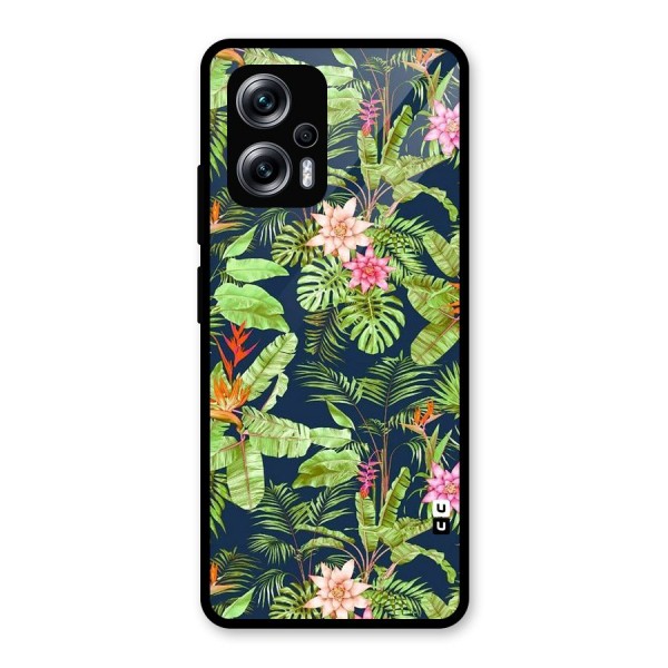 Tiny Flower Leaves Glass Back Case for Redmi K50i