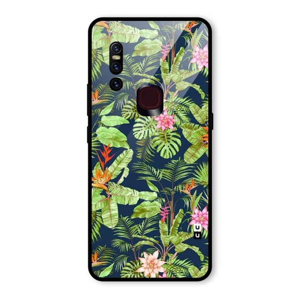 Tiny Flower Leaves Glass Back Case for Vivo V15