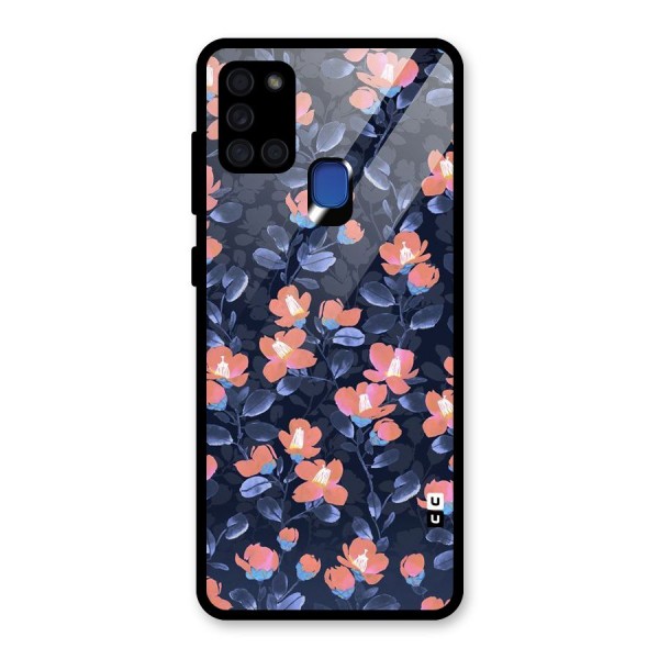 Tiny Peach Flowers Glass Back Case for Galaxy A21s