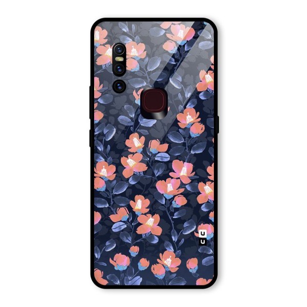 Tiny Peach Flowers Glass Back Case for Vivo V15